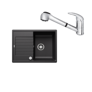 SET297 - Gránitový drez Blanco Zia 45 S Compact antracit + Kuchynská batéria Rosan King J385001 chróm
