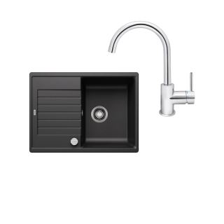 SET299 - Gránitový drez Blanco Zia 45 S Compact antracit + Kuchynská batéria Rosan Zerro JZ38101 chróm