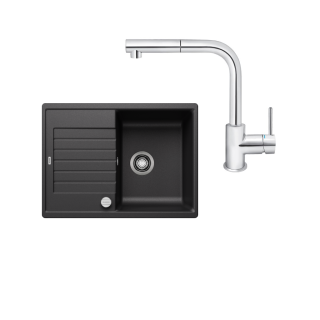 SET300 - Gránitový drez Blanco Zia 45 S Compact antracit + Kuchynská batéria Rosan Zerro JZ38601 chróm