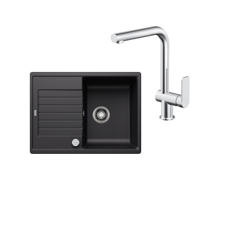 SET306 - Gránitový drez Blanco Zia 45 S Compact čierna + Kuchynská batéria Rosan S2 238201 chróm