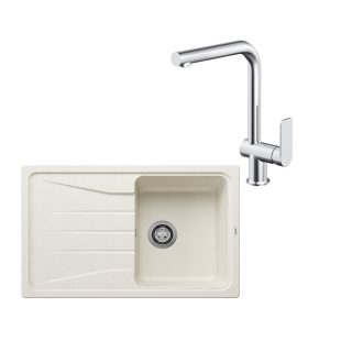 SET371 - Gránitový drez Blanco Sona 45 S biela soft + Kuchynská batéria Rosan S2 238201 chróm