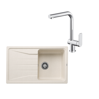 SET351 - Gránitový drez Blanco Sona 5 S biela soft + Kuchynská batéria Rosan S2 238201 chróm