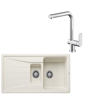 SET361 - Gránitový drez Blanco Sona 6 S biela soft + Kuchynská batéria Rosan S2 238201 chróm