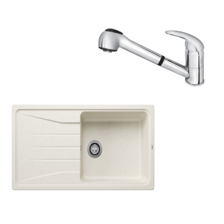 SET382 - Gránitový drez Blanco Sona XL 6 S biela soft + Kuchynská batéria Rosan King J385001 chróm