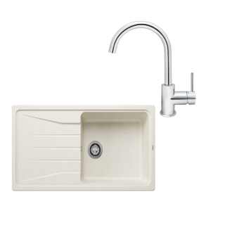 SET384 - Gránitový drez Blanco Sona XL 6 S biela soft + Kuchynská batéria Rosan Zerro JZ38101 chróm