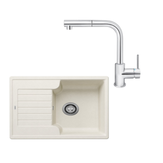 SET405 - Gránitový drez Blanco Zia 40 S biela soft + Kuchynská batéria Rosan Zerro JZ38601 chróm