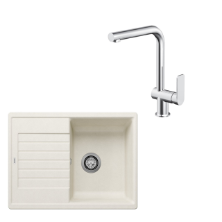 SET411 - Gránitový drez Blanco Zia 45 S biela soft + Kuchynská batéria Rosan S2 238201 chróm