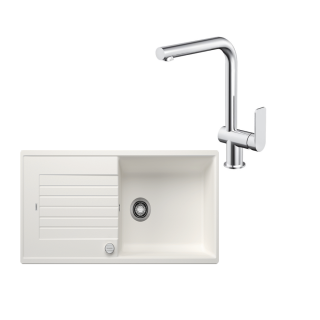SET436 - Gránitový drez Blanco Zia XL 6 S biela + Kuchynská batéria Rosan S2 238201 chróm
