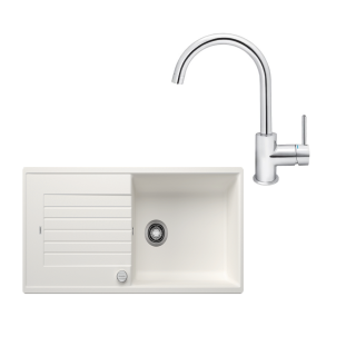 SET439 - Gránitový drez Blanco Zia XL 6 S biela + Kuchynská batéria Rosan Zerro JZ38101 chróm