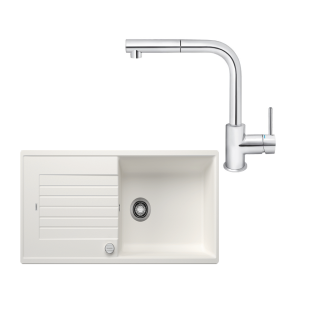 SET440 - Gránitový drez Blanco Zia XL 6 S biela + Kuchynská batéria Rosan Zerro JZ38601 chróm