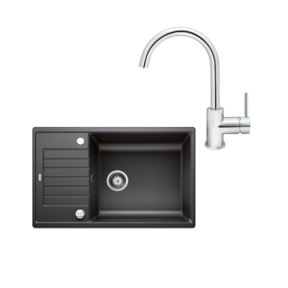 SET469 - Gránitový drez Blanco Zia XL 6 S Compact antracit + Kuchynská batéria Rosan Zerro JZ38101 chróm