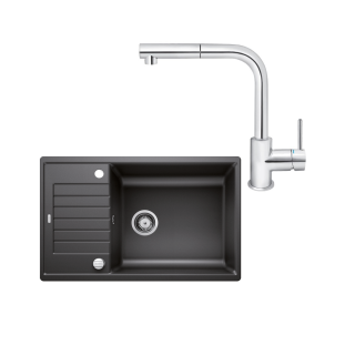SET470 - Gránitový drez Blanco Zia XL 6 S Compact antracit + Kuchynská batéria Rosan Zerro JZ38601 chróm