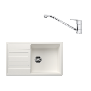 SET623 - Gránitový drez Blanco Legra XL 6 S biela + Kuchynská batéria Rosan King JA381001 chróm