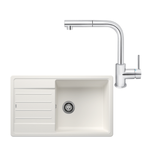 SET625 - Gránitový drez Blanco Legra XL 6 S biela + Kuchynská batéria Rosan Zerro JZ38601 chróm