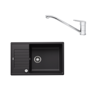 SET483 - Gránitový drez Blanco Zia XL 6 S Compact čierna + Kuchynská batéria Rosan King JA381001 chróm