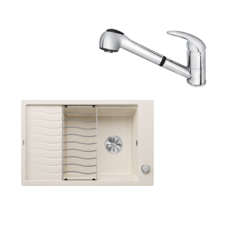 SET512 - Gránitový drez Blanco Elon XL 6 S biela soft + Kuchynská batéria Rosan King J385001 chróm
