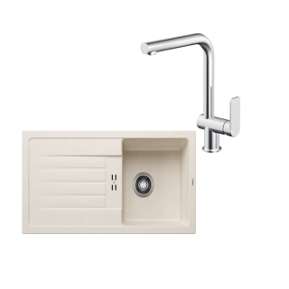 SET556 - Gránitový drez Blanco Favum 45 S biela soft + Kuchynská batéria Rosan S2 238201 chróm