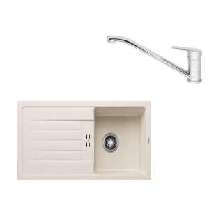 SET558 - Gránitový drez Blanco Favum 45 S biela soft + Kuchynská batéria Rosan King JA381001 chróm