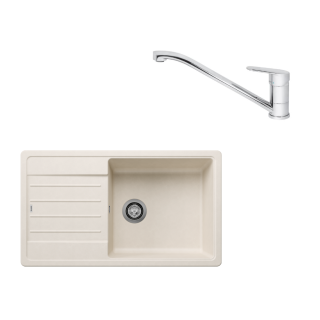 SET628 - Gránitový drez Blanco Legra XL 6 S biela soft + Kuchynská batéria Rosan King JA381001 chróm