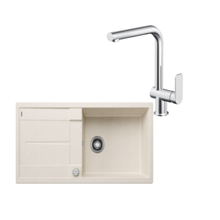 SET661 - Gránitový drez Blanco Metra XL 6 S biela soft + Kuchynská batéria Rosan S2 238201 chróm