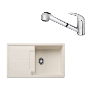 SET662 - Gránitový drez Blanco Metra XL 6 S biela soft + Kuchynská batéria Rosan King J385001 chróm