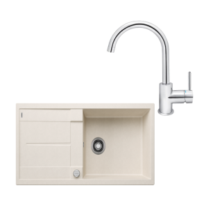 SET664 - Gránitový drez Blanco Metra XL 6 S biela soft + Kuchynská batéria Rosan Zerro JZ38101 chróm