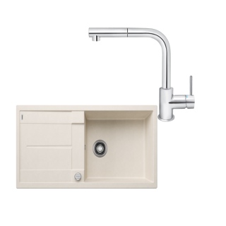 SET665 - Gránitový drez Blanco Metra XL 6 S biela soft + Kuchynská batéria Rosan Zerro JZ38601 chróm