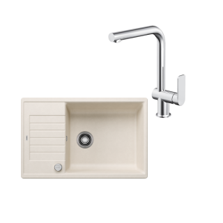 SET476 - Gránitový drez Blanco Zia XL 6 S Compact biela soft + Kuchynská batéria Rosan S2 238201 chróm