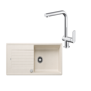 SET441 - Gránitový drez Blanco Zia XL 6 S biela soft + Kuchynská batéria Rosan S2 238201 chróm
