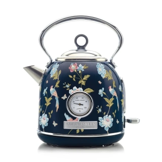 Laura Ashley rýchlovarná kanvica Elveden Navy 1,5 l – štýlová kanvica v námorníckej modrej s elegantným vzorom